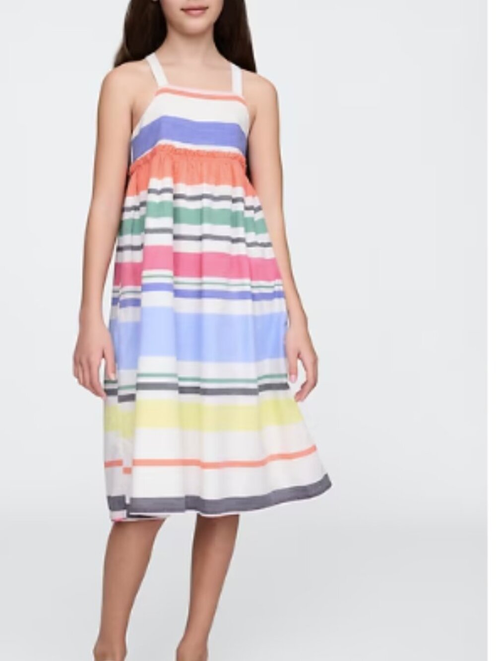 GAP Kids Multicolor Striped Sundress Pastel X-Large 12 Lined Ruffle Midi